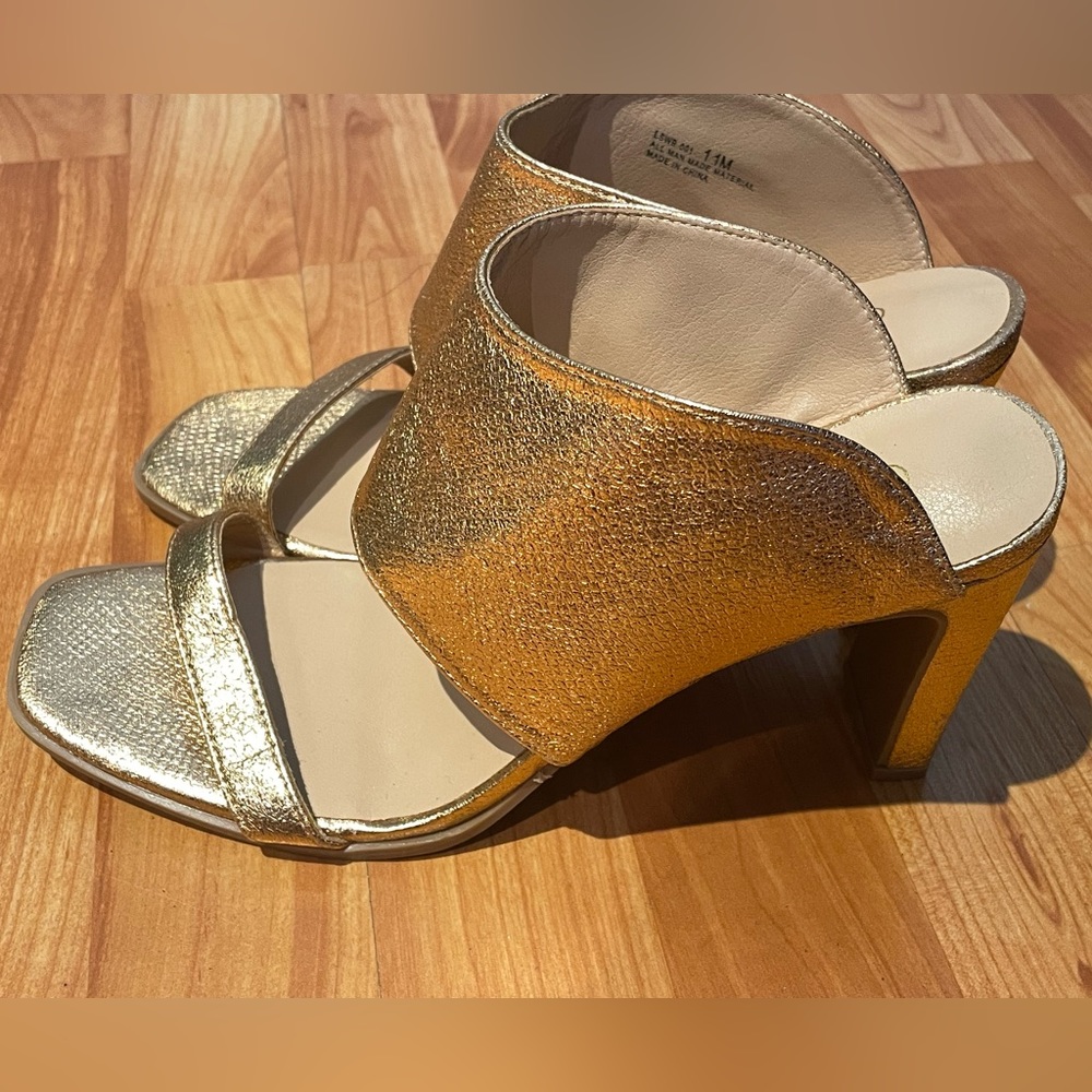 Rouge Helium Gold Shimmer Heeled Slides Size 11
